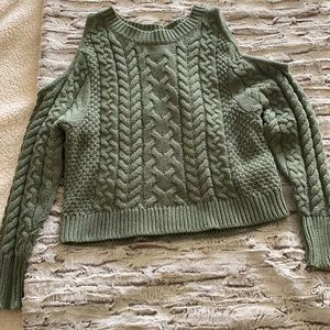 Aerie olive green cold shoulder sweater